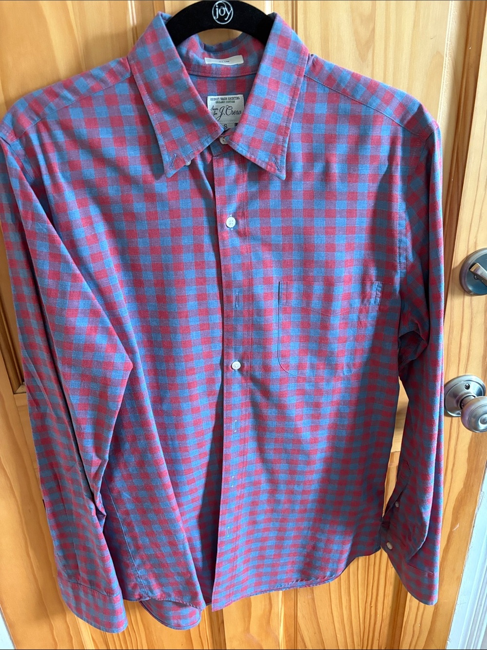 J. Crew Men’s Red and Blue Check Button-Up Shirt